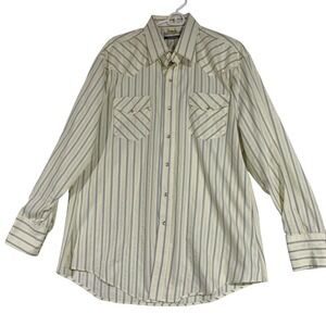 Karman Western Shirt Striped Long Sleeve Cowboy Rodeo USA Pearl Snap‎ Mens XL